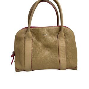 Coach 30165 Bleecker Edgepaint Preston Leather Satchel Bag With Pink Trim & Zip